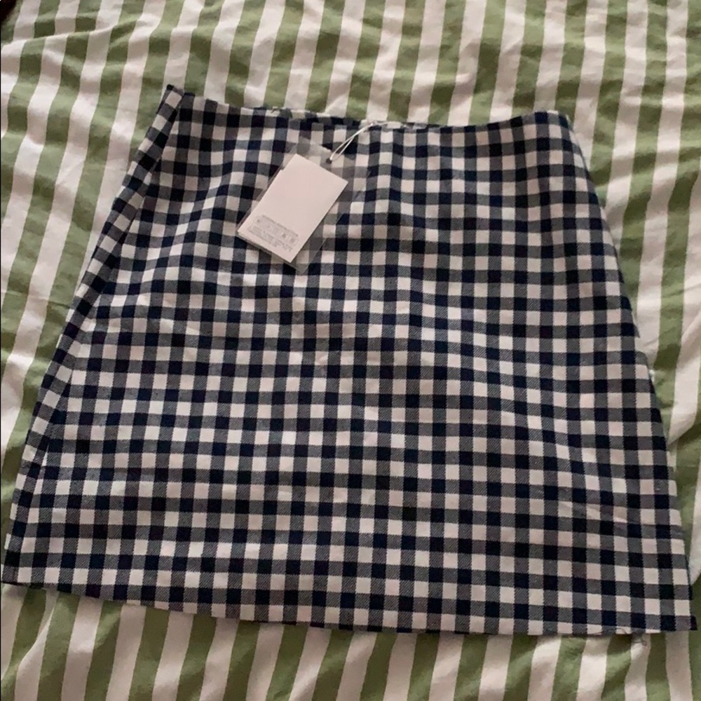 Mini pencil skirt in blue/white plaids, brand new